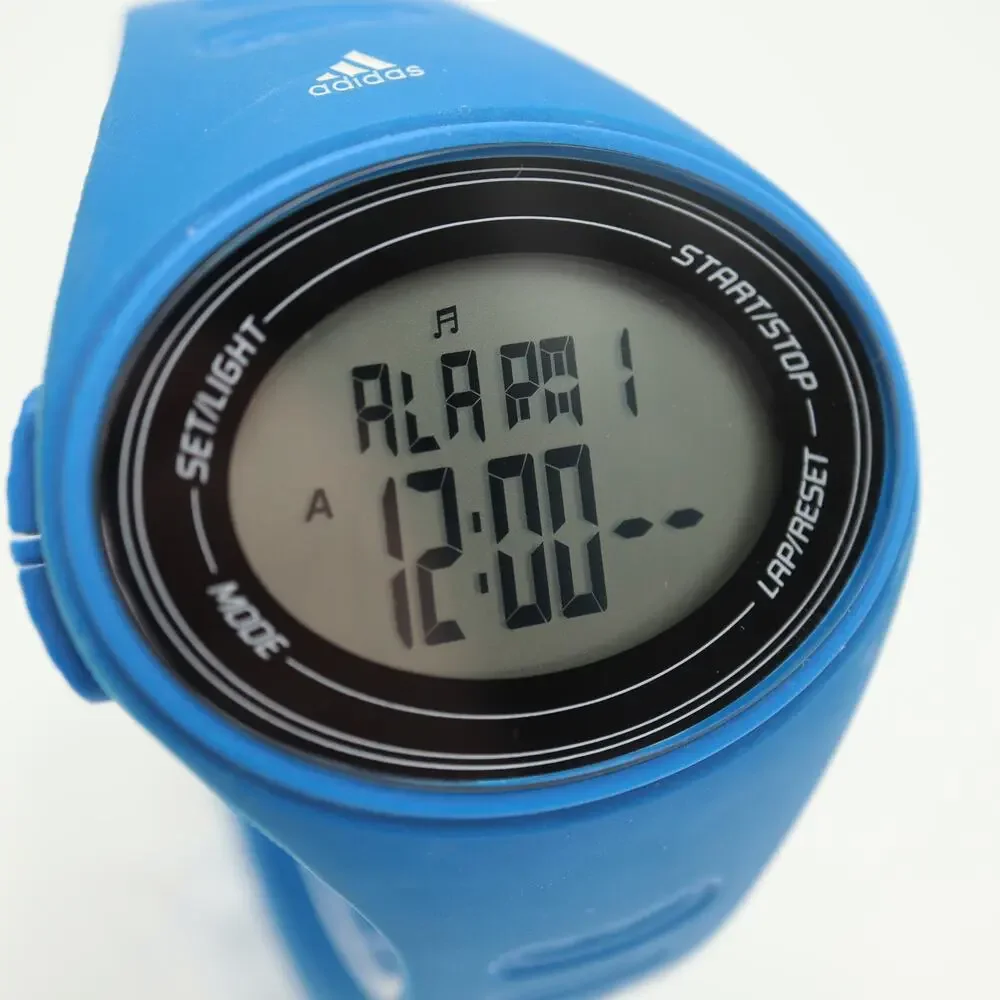 Adidas Mens Blue Digital Sport 49mm Watch Alarm Chrono Timer with New Battery